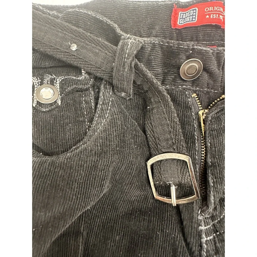Faded Glory  Girls Size 14 Black Corduroy Bootcut Pants With Belt